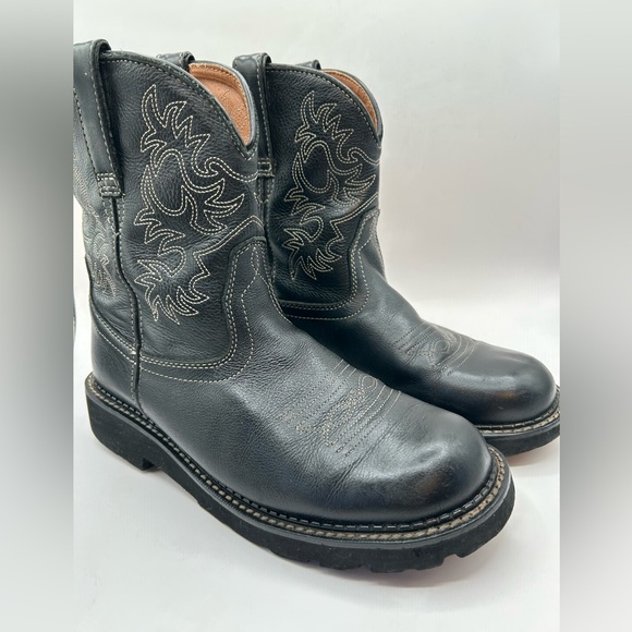 Ariat Fat baby Black Leather Chunky Cowboy Boot Women size 9.5 Cowgirl western - Picture 5 of 13